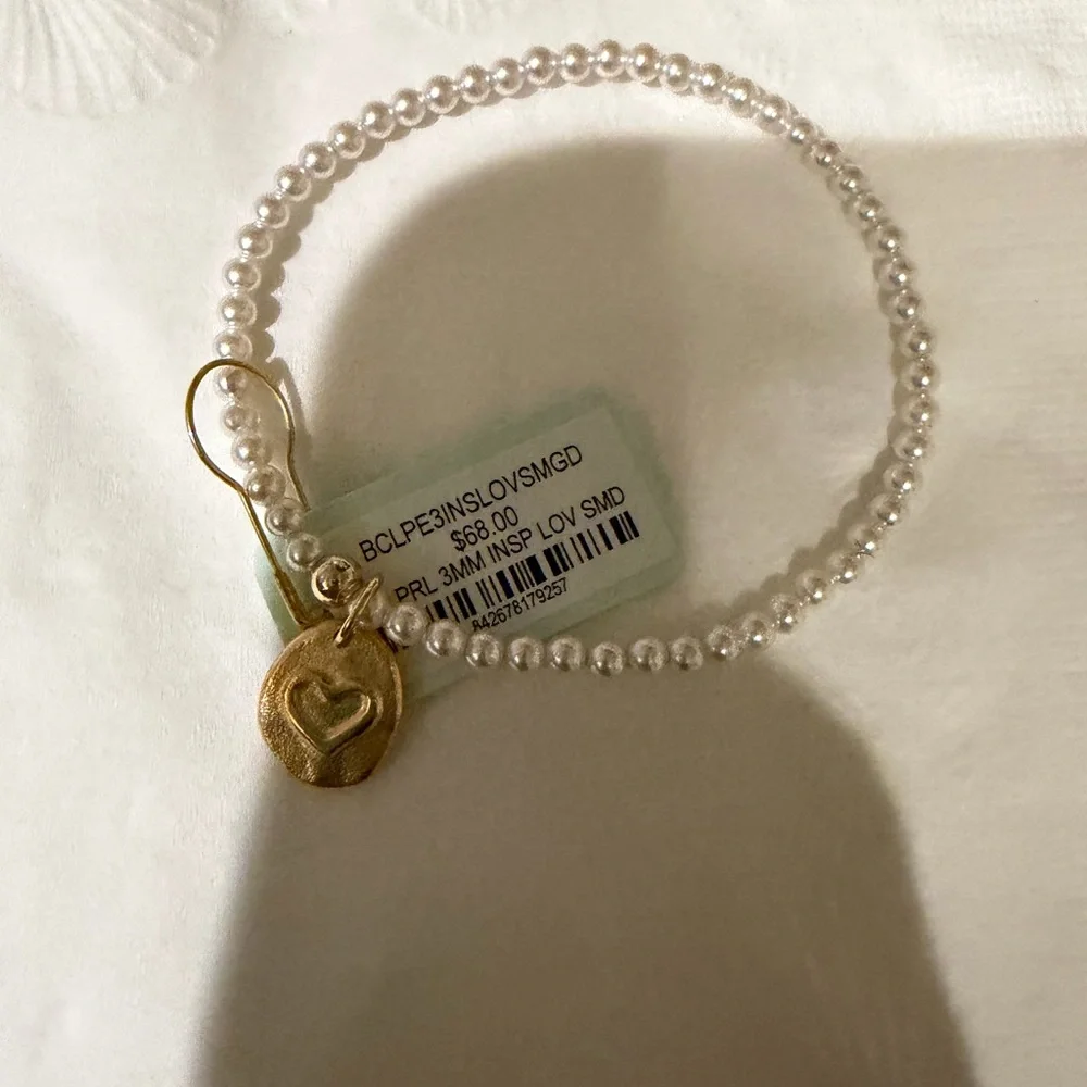 Enewton classic pearl 3mm insp love smd Gold Charm Pearl Bracelet NWT - Picture 2 of 2